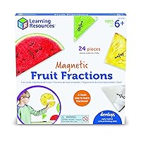 Learning Resources Magnetic Fruit Fractions, Number Learning for Kids Math, Montessori Math, Games for Kids, Educational Indoor Games, 24 Pieces, Age 6+