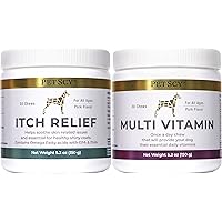 Petscy - Itch Relief & Multivitamin for Dogs Bundle, Chewable Dog Vitamins for Skin & Immune Health, Suitable for All Ages, Sizes, & Breeds, Pork Flavor, 30 Chews per Bottle