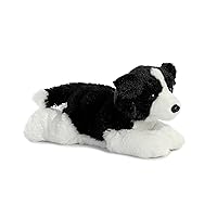 Aurora® Adorable Flopsie™ Border Collie Stuffed Animal - Playful Ease - Timeless Companions - Black 12 Inches