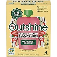 Outshine Fruit & Yogurt Smoothie Pouches, Strawberry Coconut, 3.5 Oz, Pack of 4