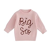 Toddler Baby Girl Boy Knit Sweater Sister Brother Matching Outfits Warm Long Sleeve Pullover Sweatshirt Fall Winter Clothes Pink 3-4T