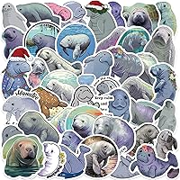 50Pcs Manatee Stickers, Cute Sea Cow for Kids Teens Stickers, Manatee Party Favors Gifts Birthday Decorations Supplies Classroom Rewards Waterproof Stickers for Kids Boys Girls