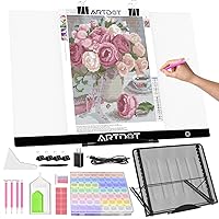 ARTDOT A2 LED Light Pad for Diamond Painting USB Powered Light Board Kit, Adjustable Brightness with 12 Angles Stand and Clips