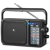 AM FM Radio with Best Reception,Bluetooth Portable AM FM Transistor Radio,Battery Operated Radio or AC Power,Large Dial,Headphone Jack, Gifts for Seniors Elderly