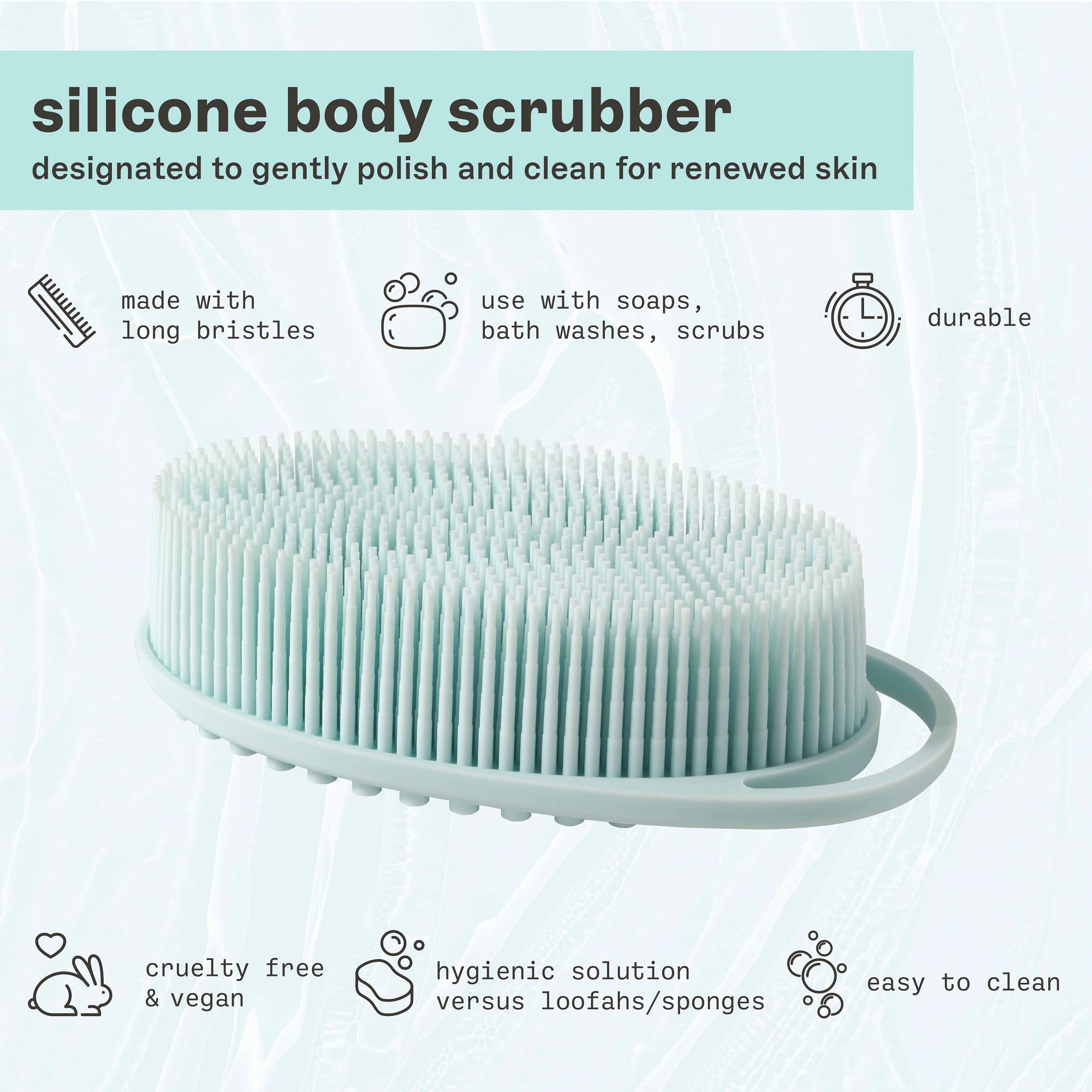 Freeman Premium Exfoliating Silicone Body Scrubber, Easy to Use, Long Lasting, Deep Cleansing On Skin, Better Than Loofahs, Perfect for Men & Women, Hygienic, Cruelty Free & Vegan, 1 Count