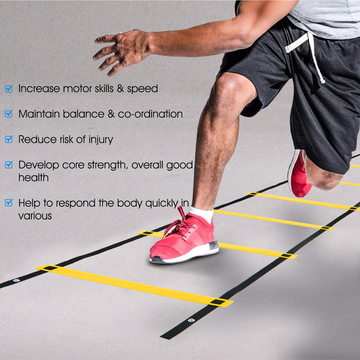 Yes4All Speed Agility Ladder Training Equipment for Soccer, Sports, Footwork & Fitness Feet Exercise - Included Carry Bag