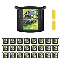 iPower 24-Pack 1 Gallon Grow Bags Heavy Duty Thickened Aeration Nonwoven Fabric Pots with Nylon Handles, for Planting Vegetables, Fruits, Flowers, Black