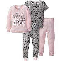 Gerber Baby Girls' Toddler Snug Fit 4-Piece Pajama Set