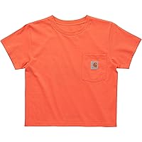 Carhartt Girls' Big Short-Sleeve Logo Stack T-Shirt, Living Coral, L (12)