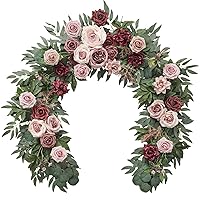 TINGE TIME 5.5Ft Artificial Flower Garland Decorations, Floral Garland with Scented Card, Eucalyptus Garland with Flowers for Wedding Bridal Baby Shower Sweetheart Table (Retro Gradient Purple)