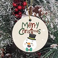 Personalized 3 Inch Christmas Stocking Gift Merry Christmas Snowman Santa Snowman Christmas Tree White Ceramic Ornament Holiday Decoration Wedding Ornament Christmas Ornament Birthday Mother's Day Gif