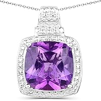 5.85 Carat Genuine Amethyst .925 Sterling Silver Pendant