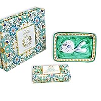 Natural Soap Bar and Soap Bar Holder Gift Set, Vegan Soap with Shea Butter & Jojoba Oil, Gluten Free, Natural Organic Ingredients, Cruelty Free, Made In Italy (Jasmine & Sea Salt)