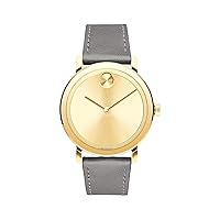 Movado Bold Evolution Men's Swiss Qtz Stainless Steel and Leather Strap Casual Watch, Color: Grey (Model: 3600783)