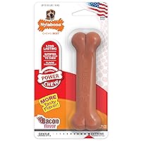 Nylabone Power Chew Flavored Durable Chew Toy for Dogs - Dog Toys for Aggressive Chewers - Indestructible Dog Bones for Medium Dogs - Bacon Flavor Medium/Wolf