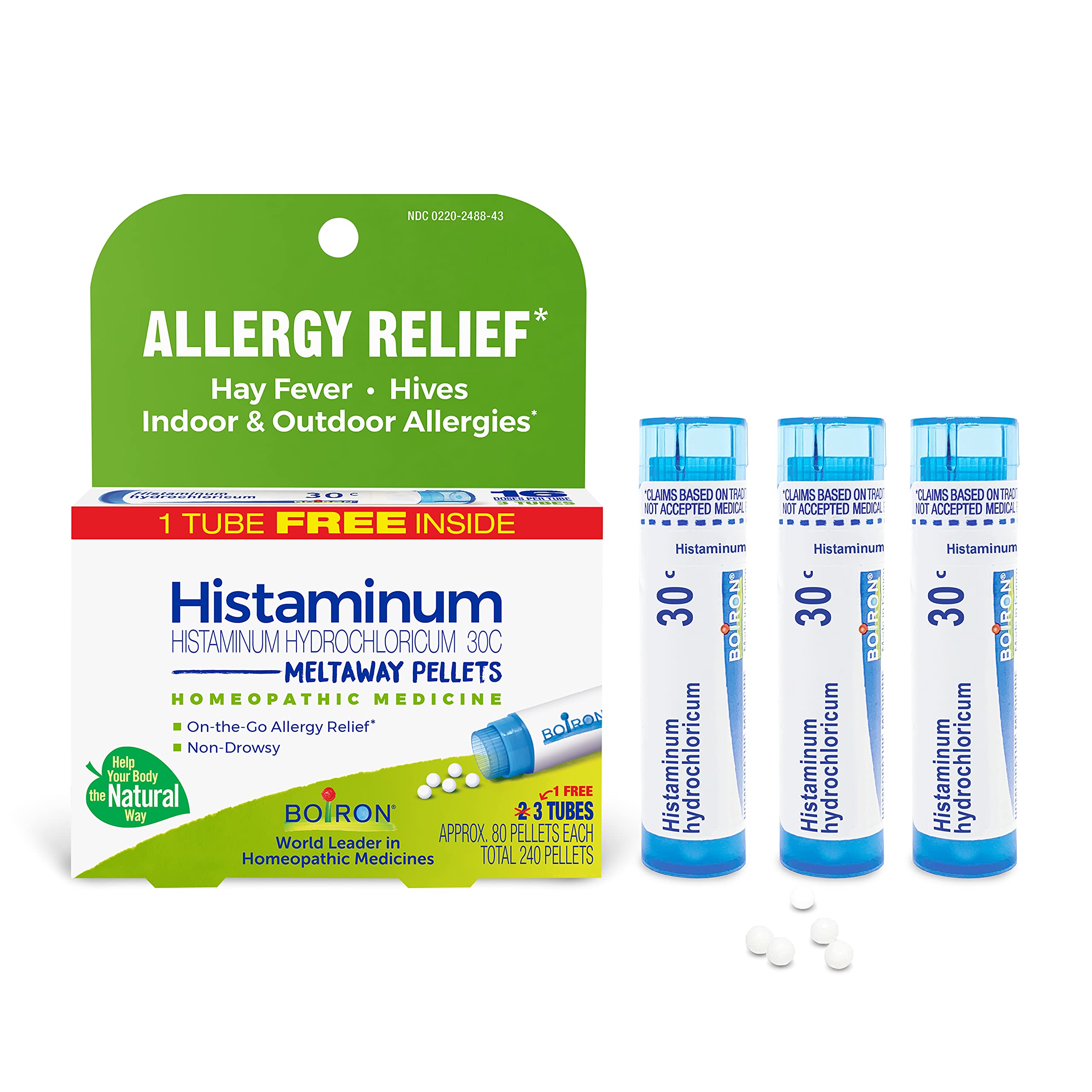 Boiron Histaminum Hydrochloricum 30C Homeopathic Medicine For Indoor Or Outdoor Allergy Relief, Hay Fever, And Hives - (Pack of 3, Total 240 pellets)