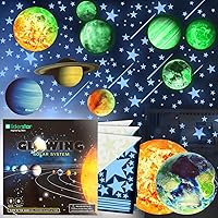 Glow in The Dark Stars and Planets, Bright Solar System Wall Stickers -Glowing Ceiling Decals for Kids Bedroom Any Room,Shining Space Decoration, Birthday Christmas Gift for Boys and Girls (Blue)