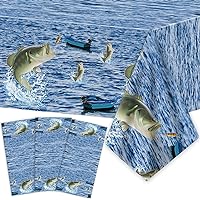 3 Pieces Gone Fishing Party Table Covers Gone Fishin’ Party Tableclothes Gone Fishing Party Decorations Supplies Favors for Fishing Theme Party Decorations Gone Fishing Party Supplies 54 X 108inches