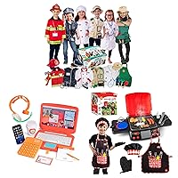 Born Toys Kids Grill Playset, Office Set and 6 in 1 Dress Up & Pretend Play Kids Costumes Set Ages 3-7