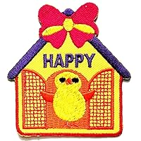 Nipitshop Patches Yellow Duck House Happy with Pink Bow Patch for Cartoon Kids Patch Ideal for adorning Your Jeans Hats Bags Jackets Shirts or Gift Set