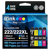 222XL Remanufactured Ink Cartridge Replacement for Epson 222 XL 222XL 222 for Epson Expression Home WF-2960 XP-5200 Printer (4 Packs, Black, Cyan, Magenta, Yellow)