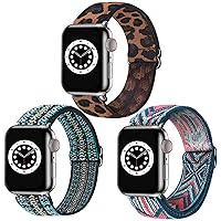 Dsytom 3 Pack Elastic Band Compatible with Apple Watch Bands 38mm 41mm 40mm 42mm 44mm 45mm 49mm, Adjustable Stretchy Nylon bands for iWatch Series 9 Ultra 2 8/7/6/5/4/3/2/1 SE Strap for Women