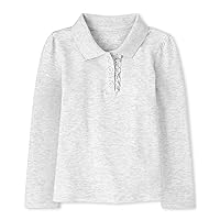 The Children's Place Baby Girls and Toddler Girls Long Sleeve Ruffle Pique Polo, Lunar Gray, 2T