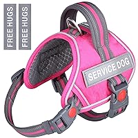 VIVAGLORY Service Dog Vest, No Pull Dog Vest Harness with Padded Handle and Leash Clip, Reflective Breathable Training Pet Vest with Removable Patches, Adjustable Fit for Large Breed Dogs, Pink