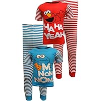 Sesame Street Boys' 4-Piece Cotton Pajama Set