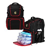 519 Fitness Meal Prep Backpack, 6 Meal Insulated Bodybuilding Lunch Rucksack with Computer Compartment for Men and Women to Hiking/Picnic-Includes 6 Leakproof Meal Containers, 2 Ice Packs and Shaker