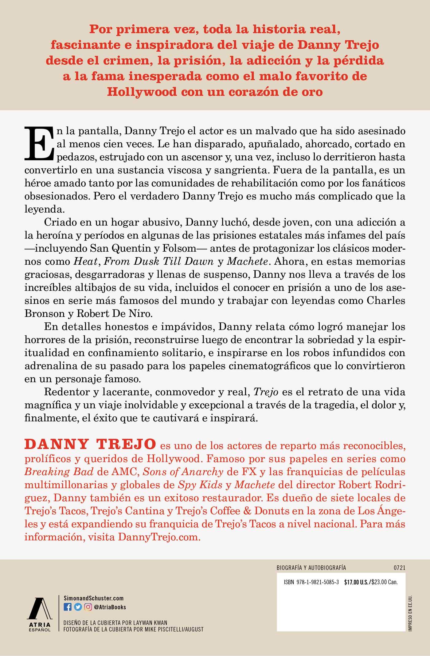 Trejo (Spanish edition): Mi vida de crimen, redención y Hollywood (Atria Espanol)