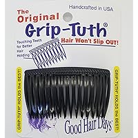Grip-Tuth Combs - Set Of 2 Hair Side Combs - Hair Combs For All Types Of Hair - Decorative & Hair Styling Women Accessories (Black, 2 ¾ ″ Wide)