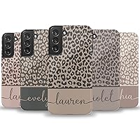 Custom Name Monogram Boho Leopard Cheetah Personalized Case, Designed for Samsung Galaxy S24 Plus, S23 Ultra, S22, S21, S20, S10, S10e, S9, S8, Note 20, 10