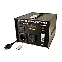 Simran AC-1000 Voltage Power Converter 110v 220v 240v Step up Down Transformer Worldwide Use,1000 Watt, Black