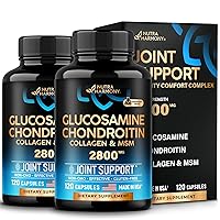 Glucosamine | Chondroitin | MSM | Collagen - 2800 mg Joint Support Supplement - Made in USA - FSA HSA Eligible - Cartilage & Ligaments Health, Mobility & Strength - 120 Capsules per Bottle, Pack of 2
