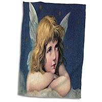 3D Rose Image of Victorian Angel Close-up with Canvas Effect Hand Towel, 15