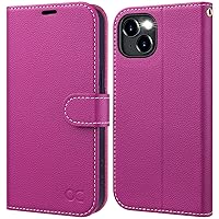 OCASE Compatible with iPhone 15 Wallet Case, PU Leather Flip Folio Case with Card Holders RFID Blocking Kickstand [Shockproof TPU Inner Shell] Phone Cover 6.1 Inch 2023, Litchi Rose