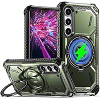 Ysnzaq Magnetic Case for Samsung Galaxy S23+, Military Grade Shockproof Heavy Duty Protective with Kickstand Phone Case for Samsung Galaxy S23 Plus HJ Army Green
