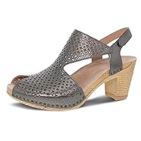 Dansko Teagan Stylish Peep Toe Sandal for Women - Quality Leathers with Laser Cut Details and a Heel for a Classy, All-Day Look - Cushioned, Contoured Footbed for All-Day Comfort