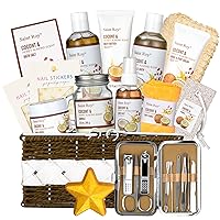 Spa Basket Gift for Women, Shower Bath Kit, Personal Care Gift Set, Coconut & Honey Almond Beauty, Home Bath Pampering Package Large Size Luxury Bath and Body Home Spa Kit, Mother's Day Gifts for Mom