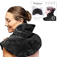 Brookstone Thera-Spa Premium Cooling and Warming Neck and Shoulder Wrap, Microwavable Neck Warmer or Chill in Freezer for Strained Muscle Relief, Lavender-Infused (Midnight Black)