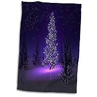 3D Rose Lets Have A Purple Christmas Hand/Sports Towel, 15 x 22