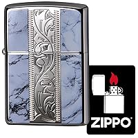 Zippo 2NWT-W Lighter, Windproof, Brass, Double Sided, Marble with Special Stickers, Silver
