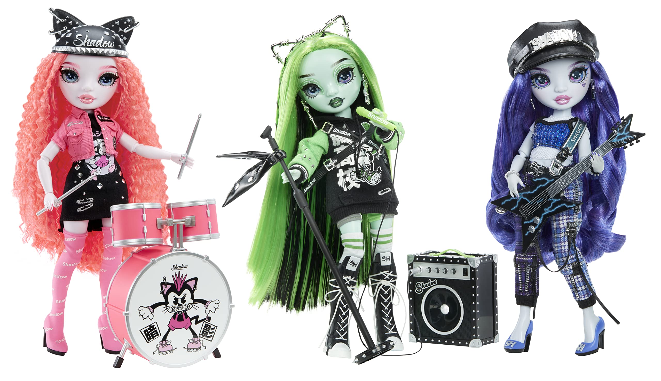 Rainbow Vision Shadow High Neon Shadow - Uma Vanhoose (Neon Blue) Posable Fashion Doll. 2 Designer Outfits to Mix & Match, Rock Band Accessories Playset, Great Toy Gift for Kids 6-12 Years & Collector