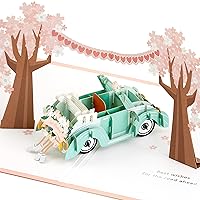 Signature Paper Wonder Pop Up Wedding Card (Classic Car, Just Married)