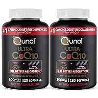 CoQ10 100mg Softgels - Qunol Ultra 3x Better Absorption Coenzyme Q10 Supplements - Antioxidant Supplement For Vascular And Heart Health & Energy Production - 8 Month Supply - 120 Count (Pack of 2)