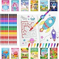 24 Coloring Books For Kids With 24 Stacking Crayons Set Mini Coloring Books Bulk For Ages 2-4-8-12 Small Activity Books For Birthday Party Favors Gifts Goodie Bags Stuffers School Classroom Travel