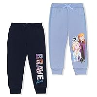 DISNEY Frozen Elsa and Anna Girls’ 2 Pack Pants for Toddler and Little Kids – Blue/Navy