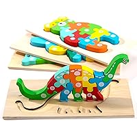 Montessori Mama Wooden Toddler Puzzles for Kids Ages 3-5, Montessori Toys for 2 Year Old, Wooden Puzzles for Toddlers 2-4 Years, 4-Pack Toddler Puzzle Toddler Toys