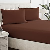 Queen Size Bed Sheets - 3 Piece - NO Flat Sheet Included - Queen Sheet Set - Soft, Comfy & Cooling - Easy Care - Wrinkle & Fade Resistant - Brushed Microfiber - Deep Pocket Sheets (Brown)